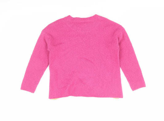 Benetton Girls Pink Acrylic Pullover Jumper XS
