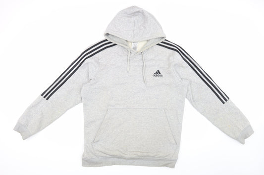 Adidas Men's Grey Pullover Hoodie L with Logo