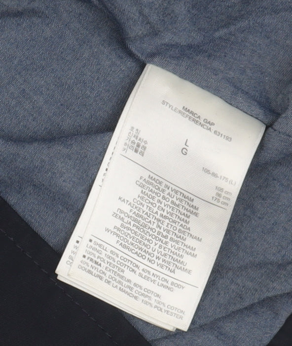 Gap Men's Blue Trench Coat, Size L, Casual Cotton Blend