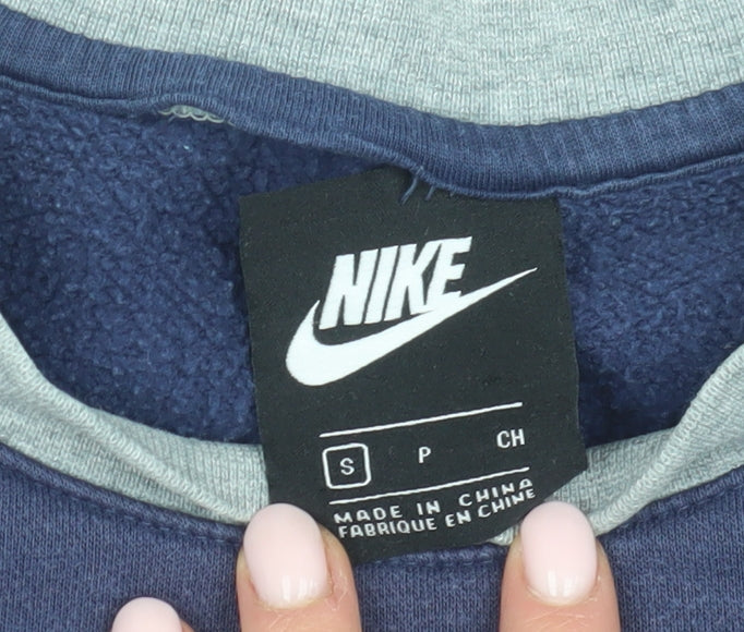 Nike Men's Blue Pullover Sweatshirt, Size S, Logo Accents