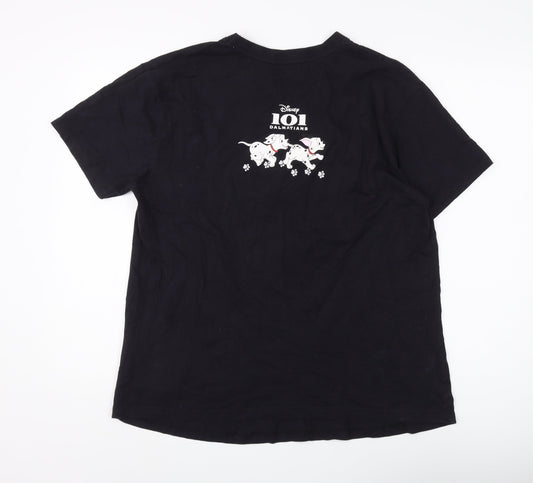 Disney Women's Black 101 Dalmatians T-Shirt, L, Casual