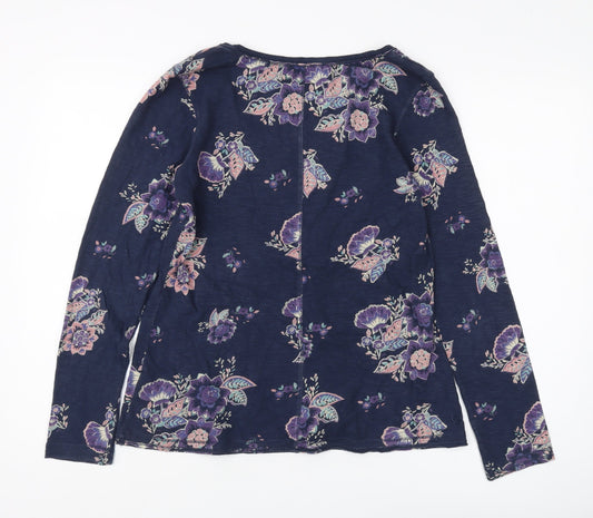 Fat Face Women's Blue Floral Long Sleeve T-Shirt Size 12