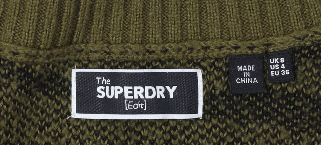 Superdry Women’s Green V-Neck Pullover Jumper Size 8
