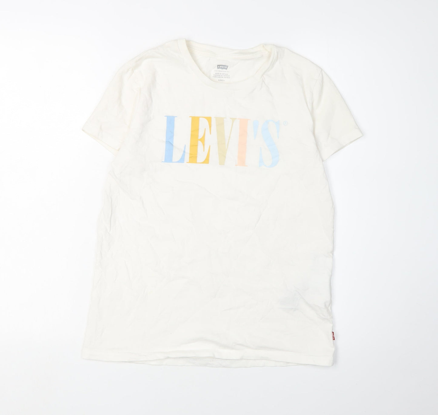 Levi's Women's White T-Shirt, Size S, Crew Neck, Casual