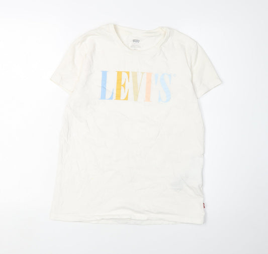 Levi's Women's White T-Shirt, Size S, Crew Neck, Casual