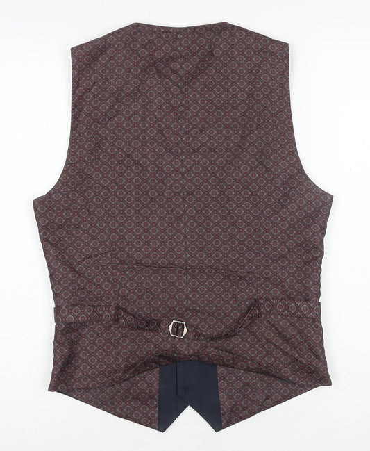 Burton Mens Brown Slim Fit Suit Waistcoat S