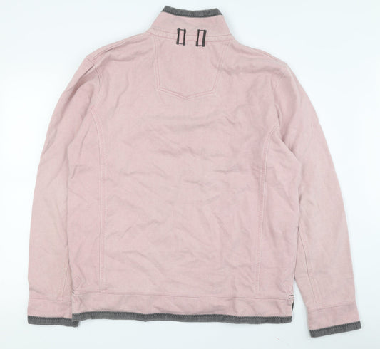 Fat Face Men's Pink Pullover Sweatshirt, M, 1/4 Zip
