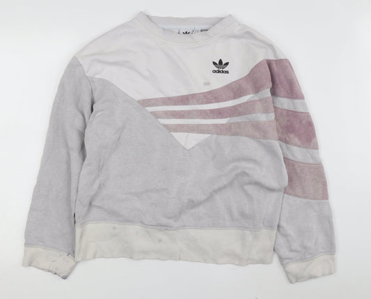 Womens UK 10 Regular adidas Grey Pullover Sweatshirt