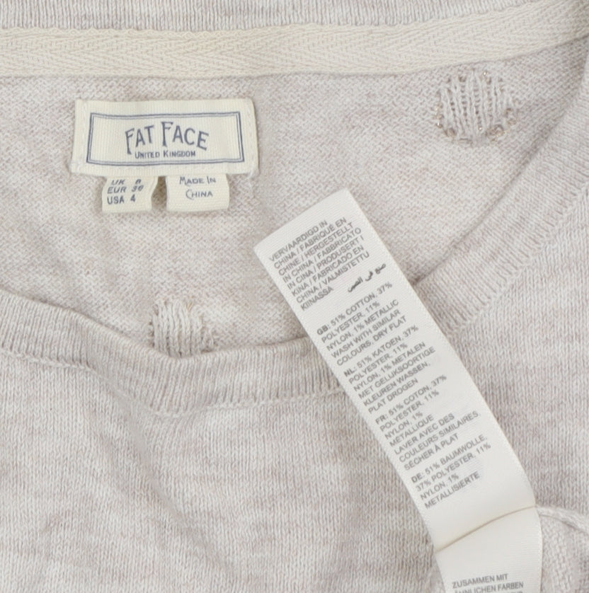 Fat Face Women's Beige Polka Dot Pullover Jumper