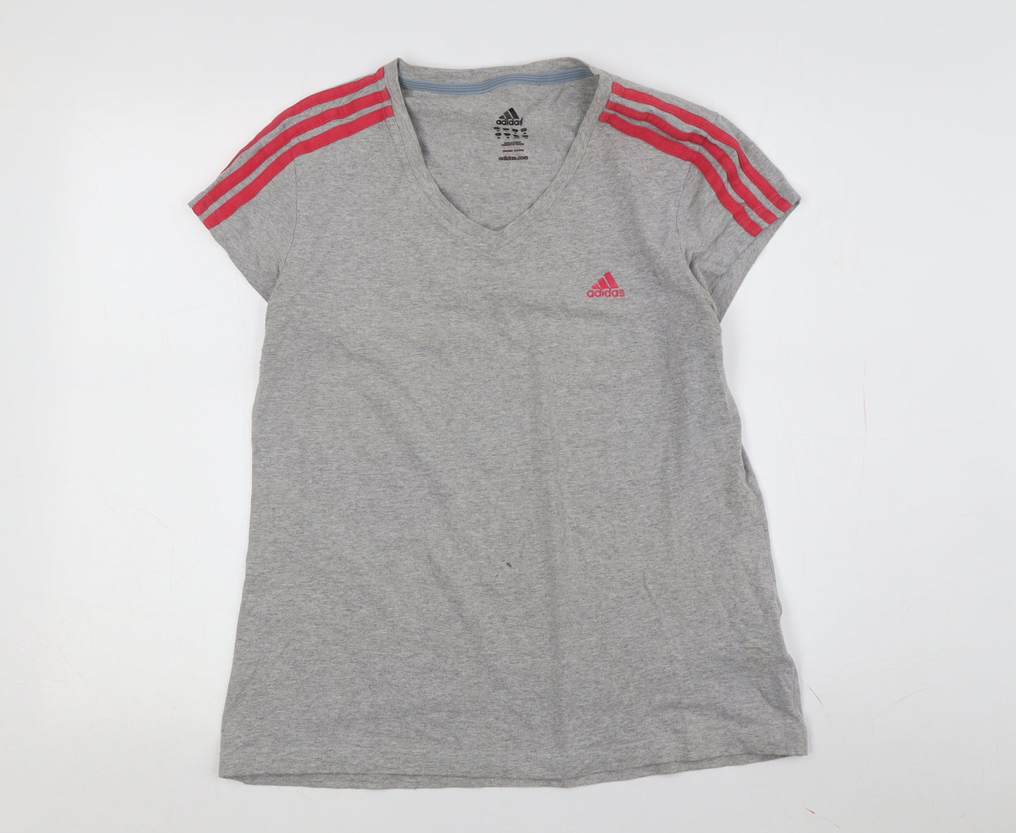 Adidas Women's Grey V-Neck T-Shirt Medium Athletic