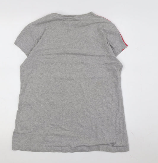 Adidas Women's Grey V-Neck T-Shirt Medium Athletic