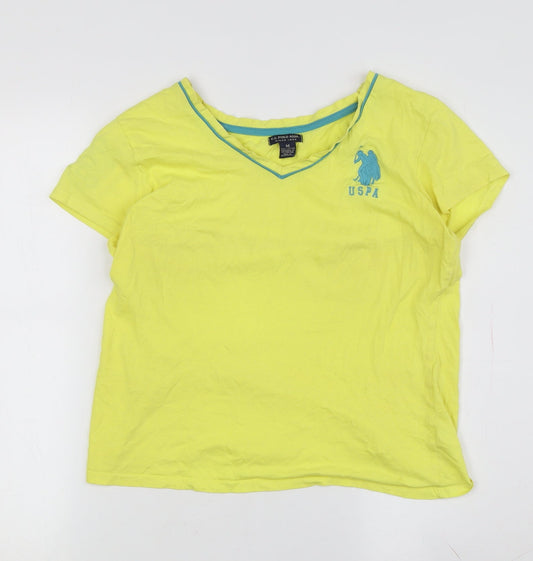 Womens UK Size M U.S. Polo Assn. Yellow 100% Cotton T-Shirt