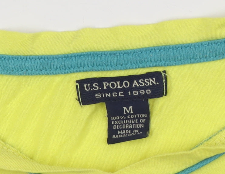 U.S. Polo Assn. Women's Yellow V-Neck T-Shirt M