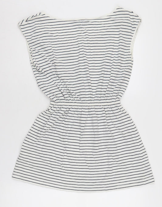 French Connection Women's White Striped Basic T-Shirt