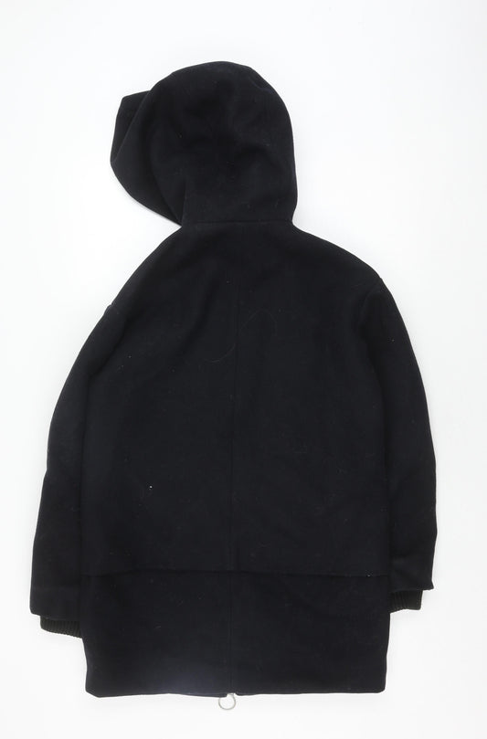 Topshop Black Hooded Women's Jacket Size 8 Zip Casual