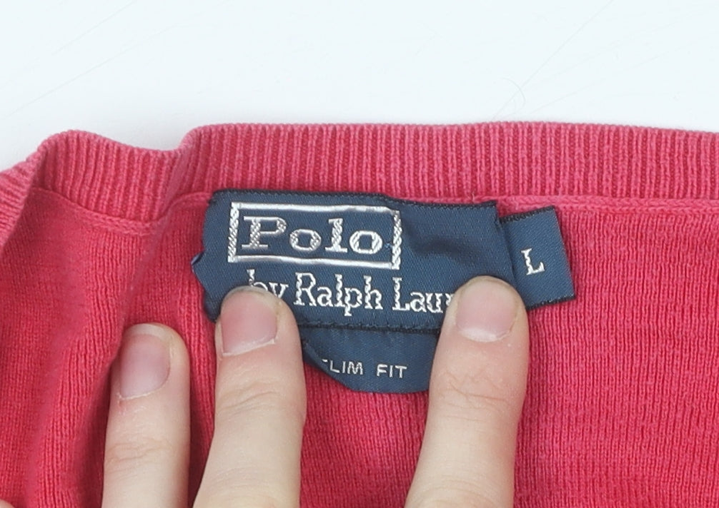 Polo Ralph Lauren Red V-Neck Men’s Cotton Pullover L