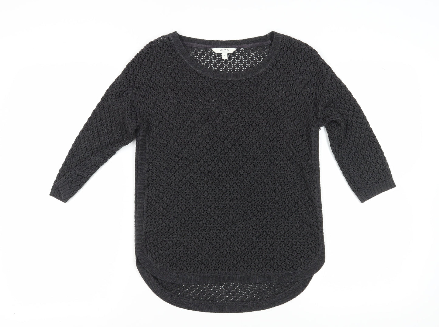 FatFace Women's Black Open-Knit Pullover Jumper Size 6