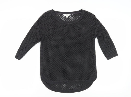 FatFace Women's Black Open-Knit Pullover Jumper Size 6