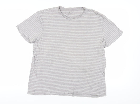 AllSaints Men's Grey Striped Cotton T-Shirt Size S