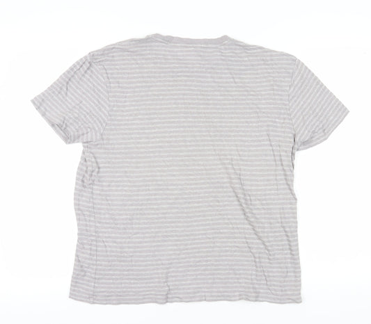 AllSaints Men's Grey Striped Cotton T-Shirt Size S