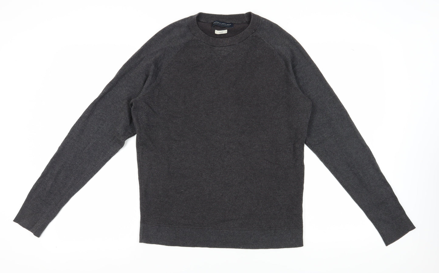 Jack & Jones Men Grey Cotton Pullover Jumper L