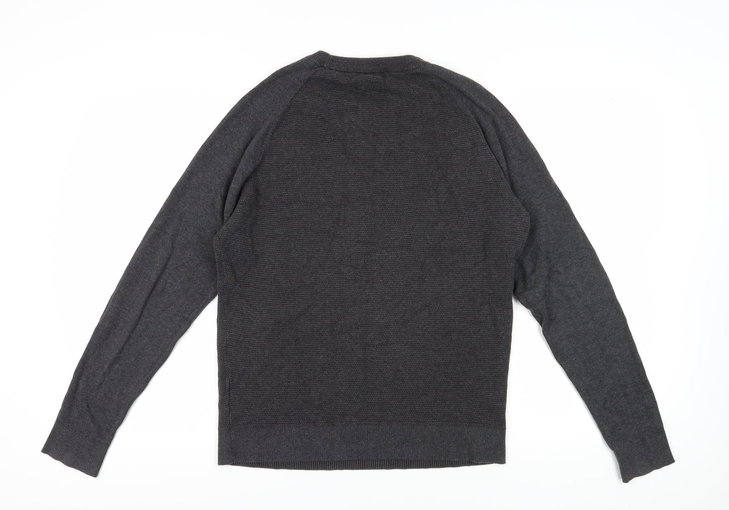 Jack & Jones Men Grey Cotton Pullover Jumper L