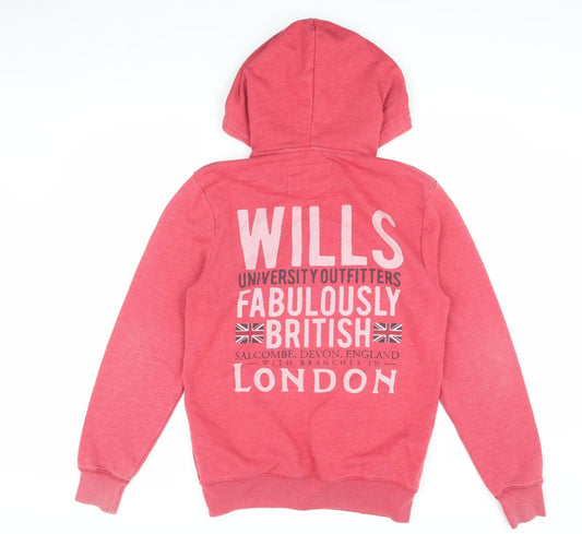 Jack Wills Men's Red Full Zip Hoodie S with Logo