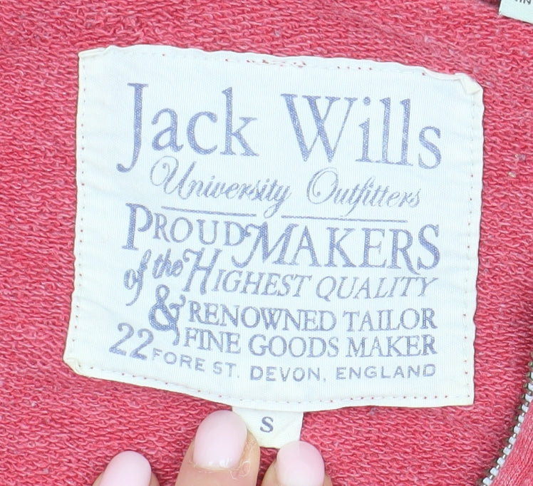 Jack Wills Men's Red Full Zip Hoodie S with Logo