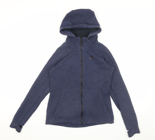 Nike Blue Unisex Full Zip Hoodie Size S - Comfortable & Stylish