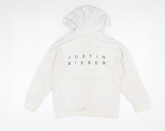 Just in Bieber Girls White Graphic Print Hoodie 9-10 Years