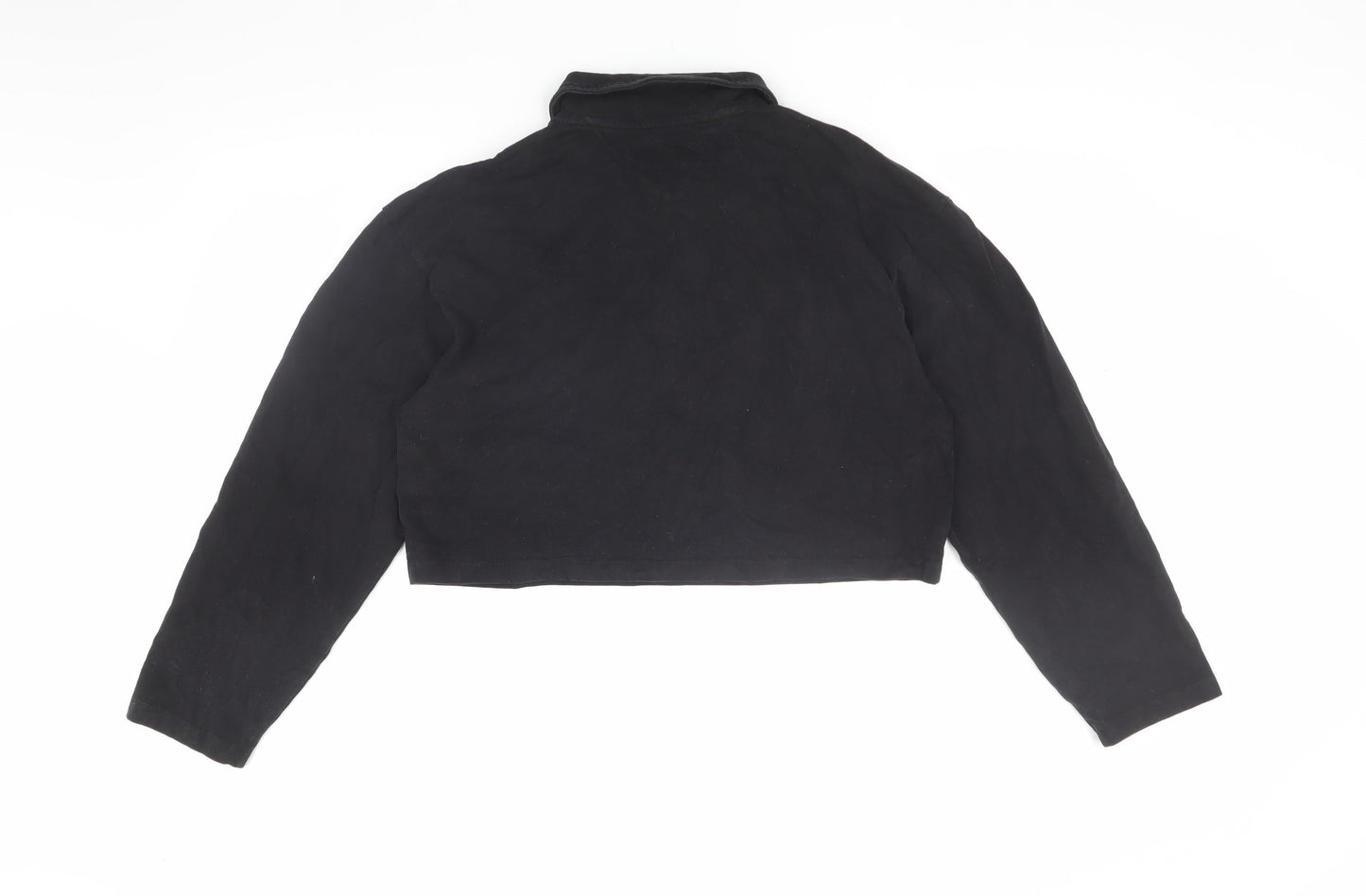 Tommy Jeans Women's Black Cropped Polo, M, Elegant Style