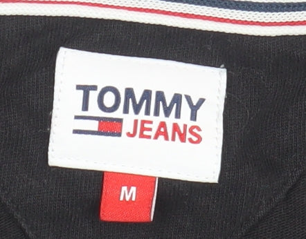 Tommy Jeans Women's Black Cropped Polo, M, Elegant Style