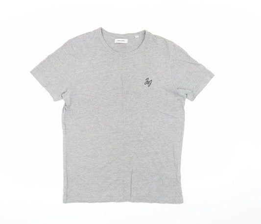 Mens UK Size S JACK & JONES Grey Cotton Blend T-Shirt