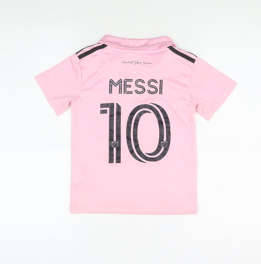 Adidas Boys Pink Football T-Shirt, Size 18, Logo Sportswear