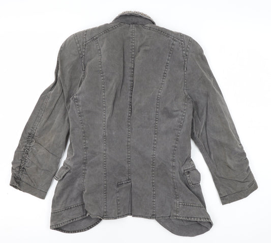 Miss Selfridge Grey Studded Women's Blazer Jacket Size 8