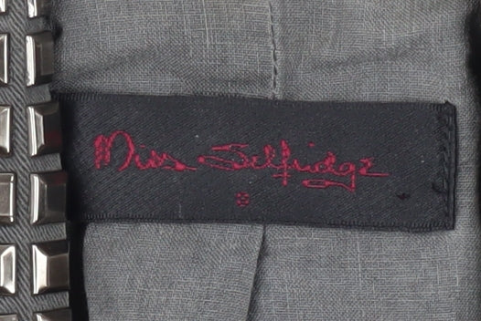 Brand and care label for Miss Selfridge Grey Studded Women's Blazer Jacket, size 8