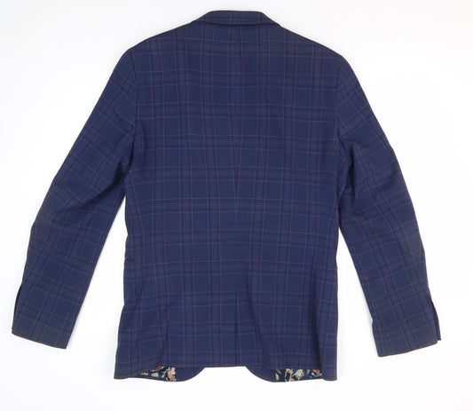 Next Men's Blue Plaid Blazer 38R Regular Fit