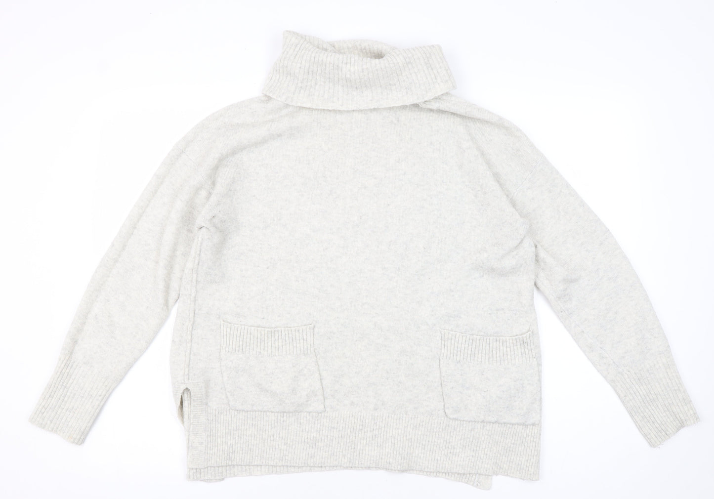 White Stuff Women's Grey Roll Neck Jumper, Size 12