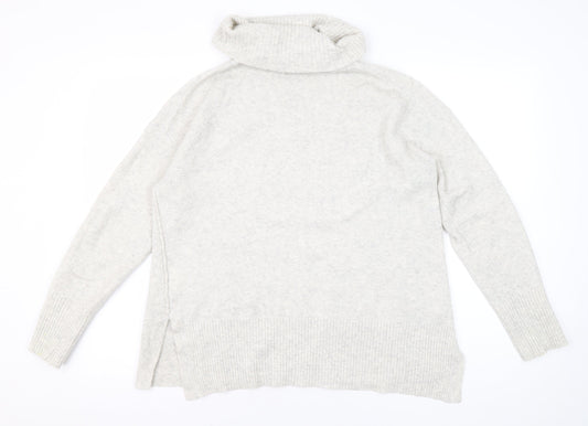 White Stuff Women's Grey Roll Neck Jumper, Size 12