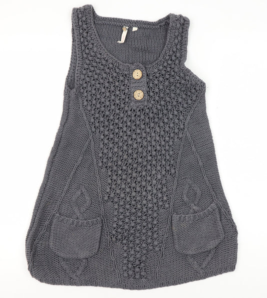 White Stuff Women's Grey Knit Vest Size 10