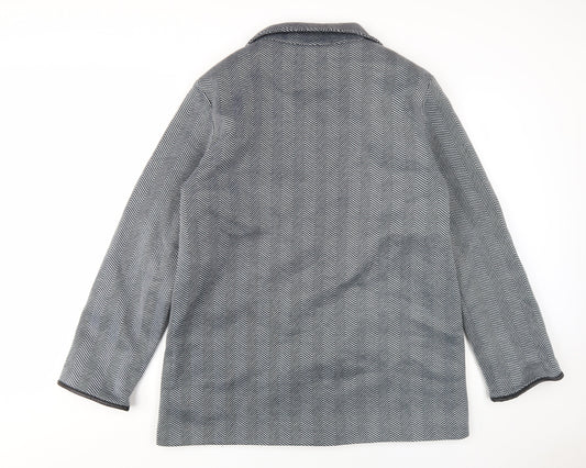 Anne de Lancay Women's Grey Herringbone Overcoat - L