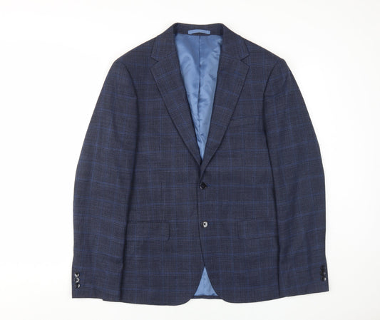 Moss London Men's Blue Check Slim Fit Blazer 40R