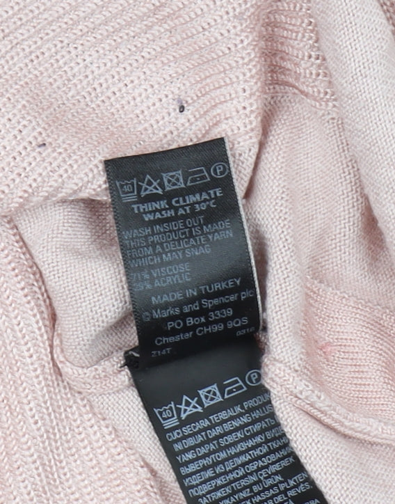 Marks and Spencer Women's Pink 3/4 Sleeve V-Neck Pullover Jumper