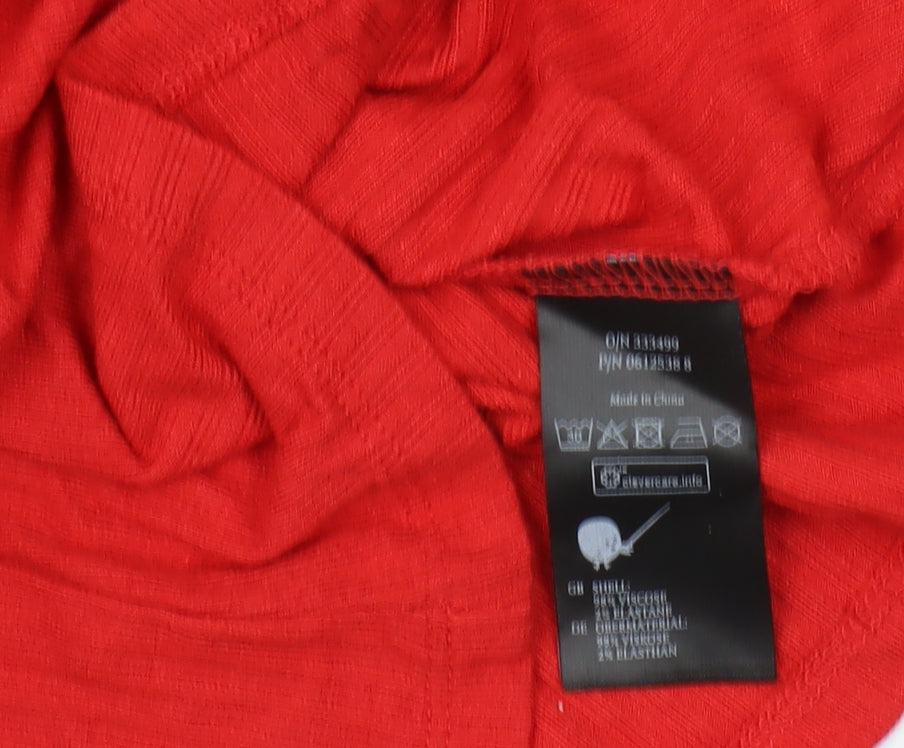 Womens UK Size XS Monki Red Viscose Blend T-Shirt