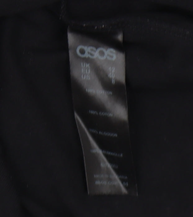 Close-up detail of ASOS Maternity Black Long Sleeve Cotton Dress