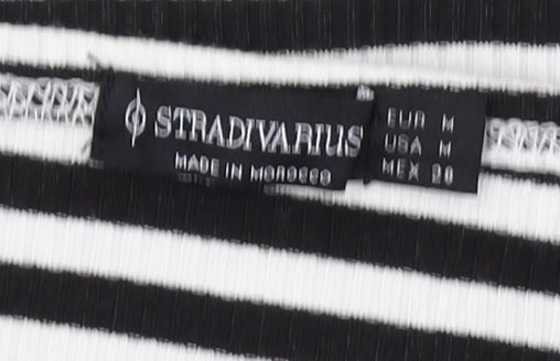 Stradivarius Women's Black Striped Cropped Top M