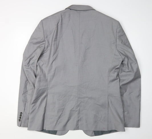 Selected Homme Men's Grey Blazer, 3XL, Single-Breasted