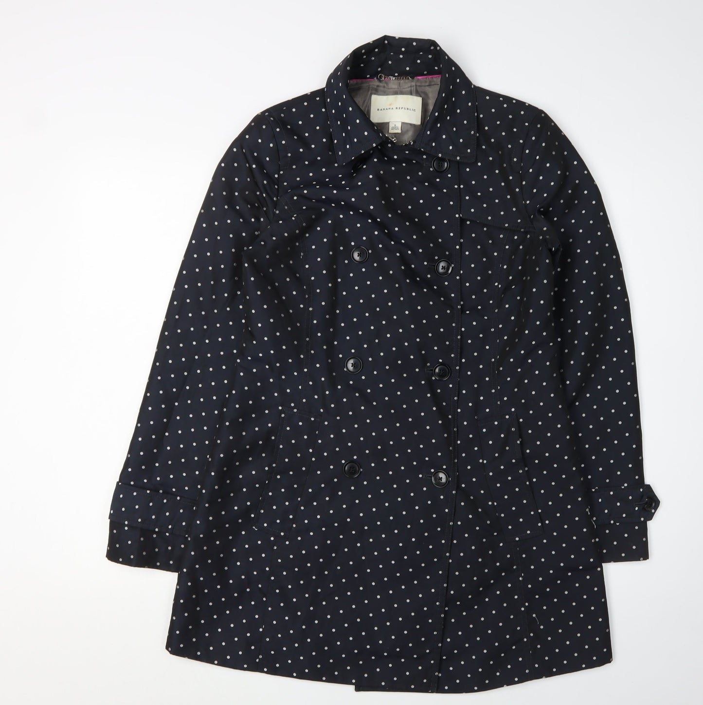 Banana Republic Women's Black Polka Dot Trench Coat - S
