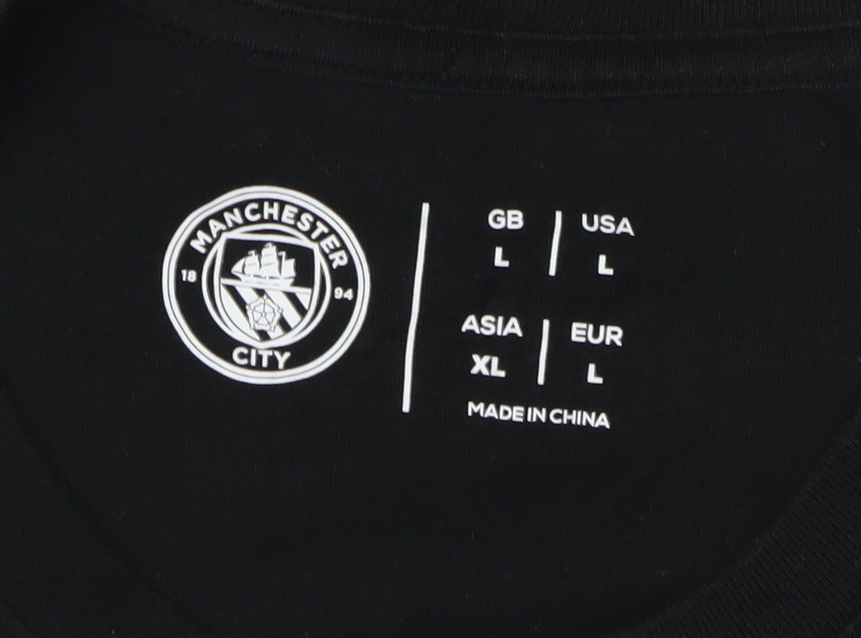 Manchester City Men's Black Graphic T-Shirt, Size L