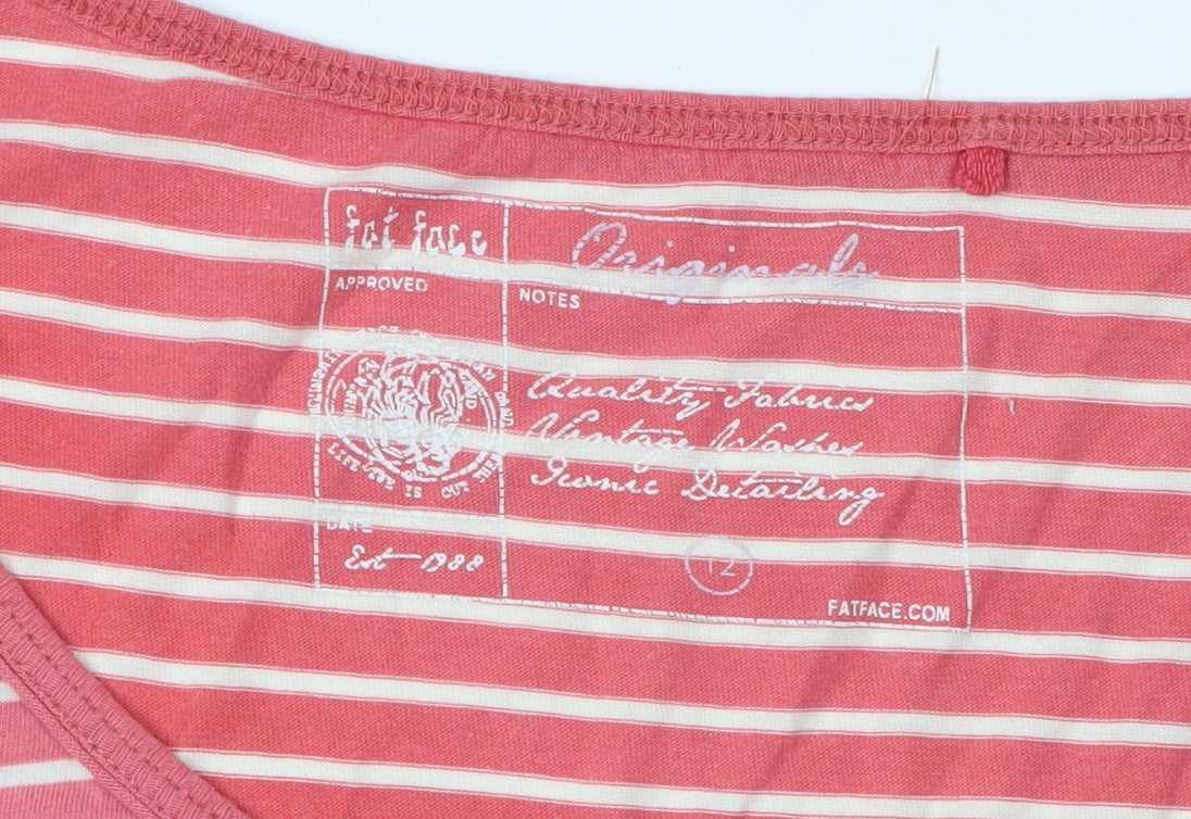 Fat Face Women's Pink Striped Cotton Long Sleeve T-Shirt